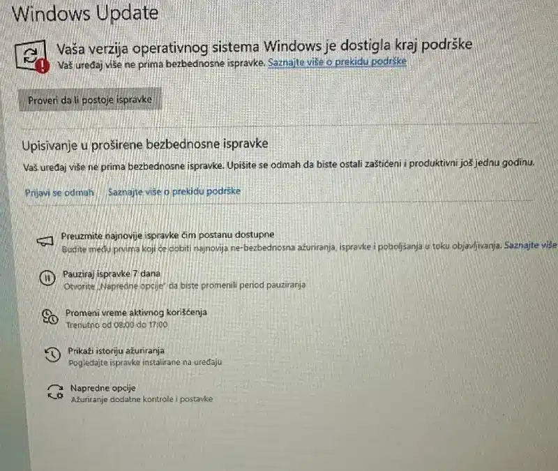 Kraj podrške za Windows 10